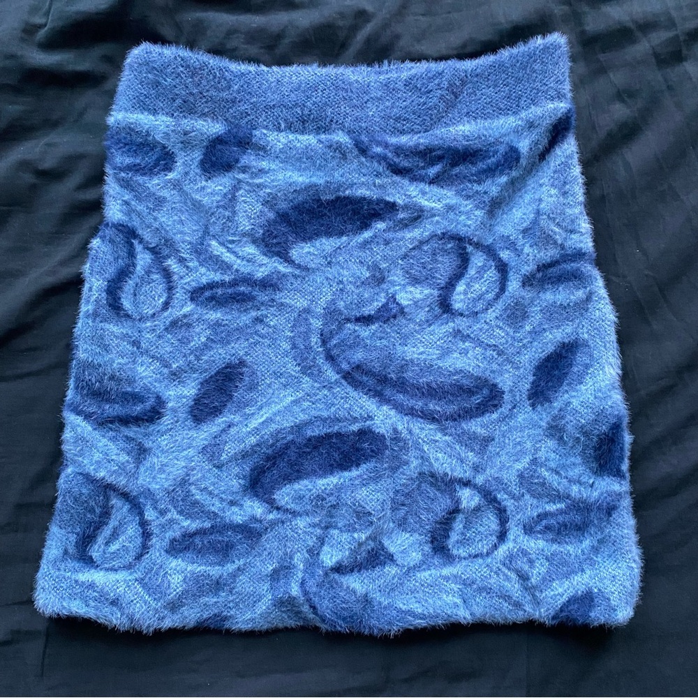 Zara Two-Tone Blue Fuzzy Mini Skirt